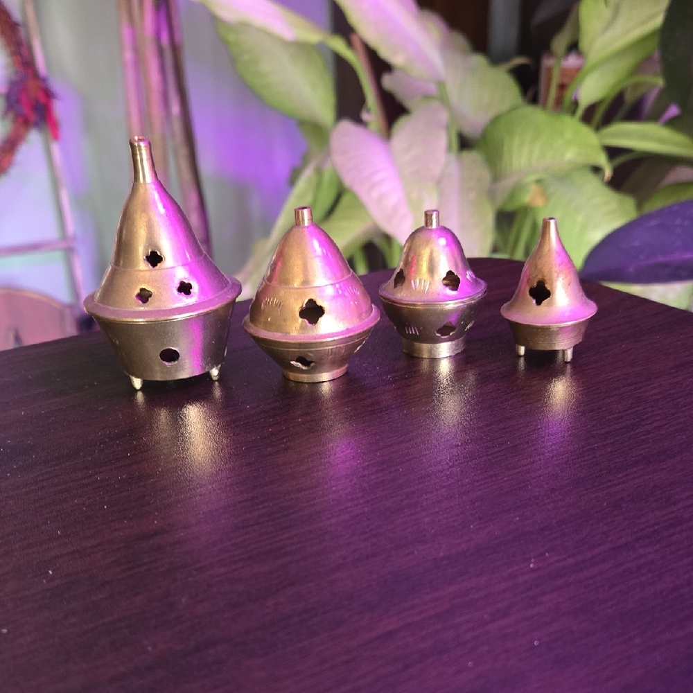 Set of 4 Brass Incense Holders